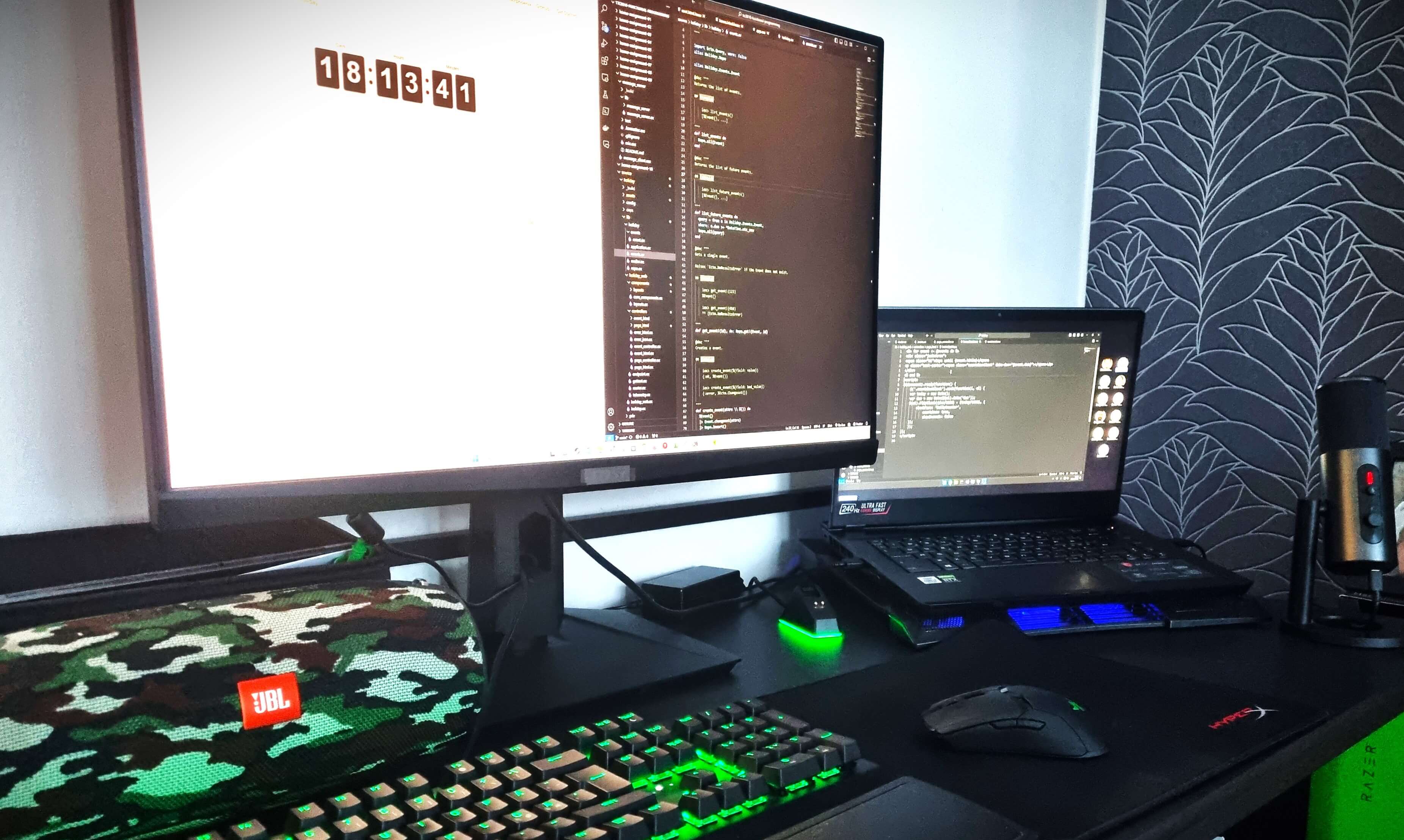 Work station and code on a monitor